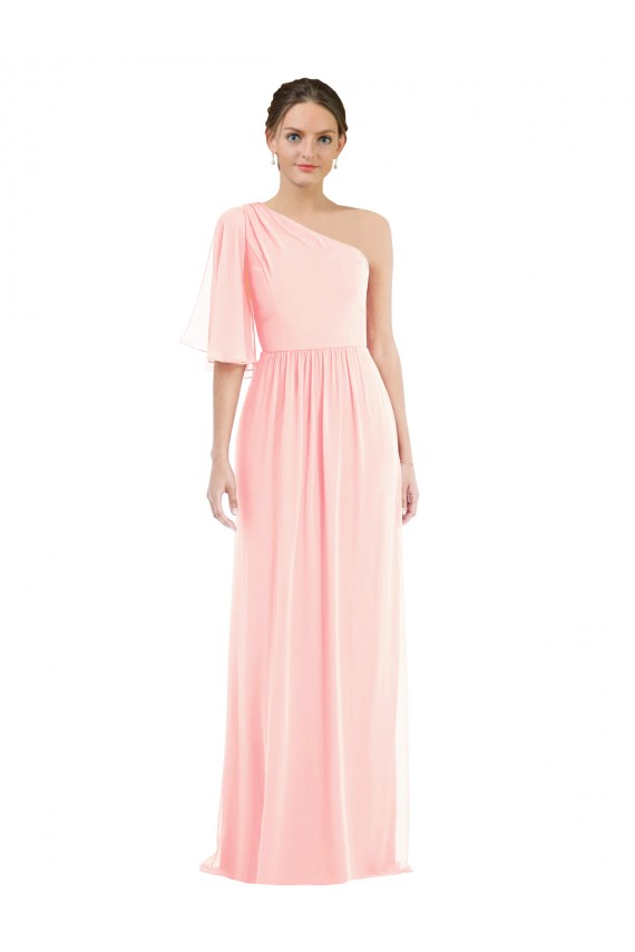 Soft Chiffon A-Line Long Bell Sleeves Semi Formal Evening Dress / Bridesmaid Dress Barrie