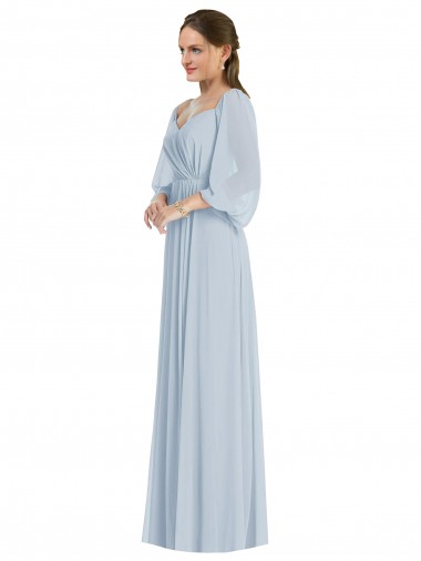 Soft Chiffon A-Line Long Puff Sleeves Formal Evening Gown / Bridesmaid Dress Barrie
