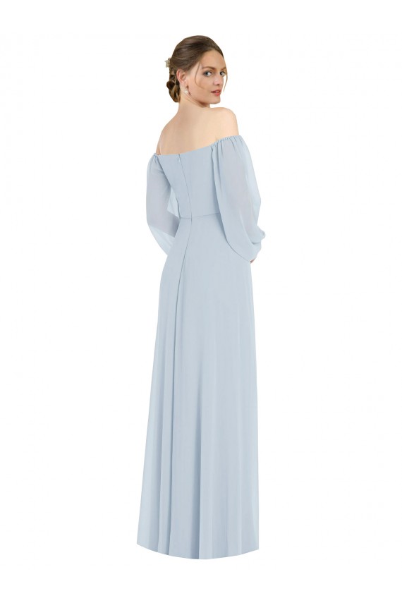Soft Chiffon A-Line Long Puff Sleeves Formal Evening Gown / Bridesmaid Dress Barrie
