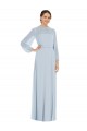 Soft Chiffon A-Line Long Puff Sleeves Keyhole Back Formal Evening Gown / Bridesmaid Dress Barrie