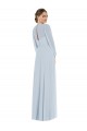 Soft Chiffon A-Line Long Puff Sleeves Keyhole Back Formal Evening Gown / Bridesmaid Dress Barrie