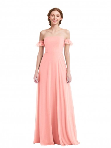 Soft Chiffon A-Line Long Flutter Sleeves Semi Formal Evening Dress / Bridesmaid Dress Barrie