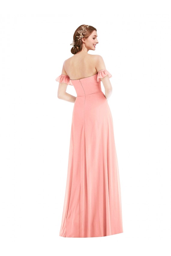 Soft Chiffon A-Line Long Flutter Sleeves Semi Formal Evening Dress / Bridesmaid Dress Barrie