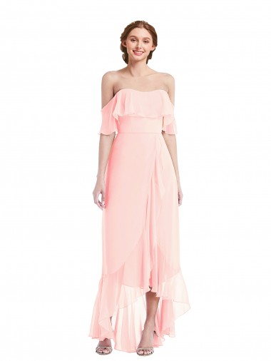 Soft Chiffon Long Sleeveless High Low Bridesmaid Dress Barrie
