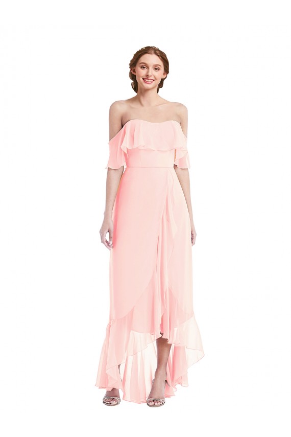 Soft Chiffon Long Sleeveless High Low Bridesmaid Dress Barrie