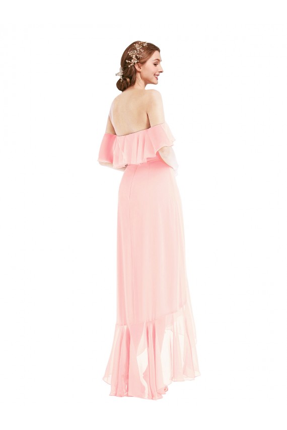Soft Chiffon Long Sleeveless High Low Bridesmaid Dress Barrie