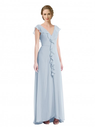 Soft Chiffon A-Line Long Sleeveless V-Back Black Tie Evening Gown / Bridesmaid Dress Barrie