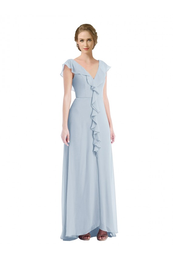 Soft Chiffon A-Line Long Sleeveless V-Back Black Tie Evening Gown / Bridesmaid Dress Barrie