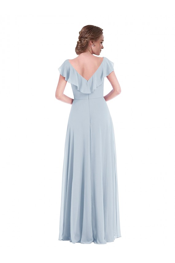 Soft Chiffon A-Line Long Sleeveless V-Back Black Tie Evening Gown / Bridesmaid Dress Barrie