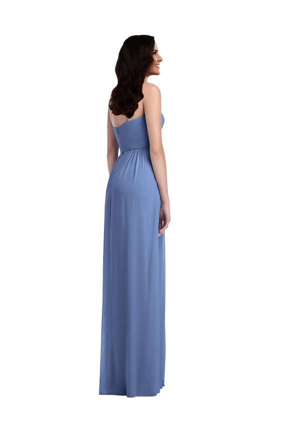 Soft Chiffon A-Line Long Sleeveless Low Back Front Slit Evening Dresses Barrie
