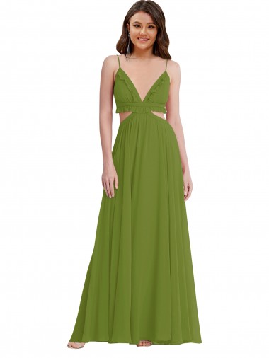 Soft Chiffon A-Line Long Sleeveless Open Back Plus Size Evening Gown / Bridesmaid Dress Barrie