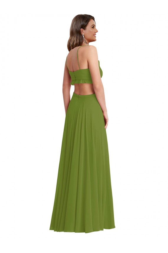 Soft Chiffon A-Line Long Sleeveless Open Back Plus Size Evening Gown / Bridesmaid Dress Barrie
