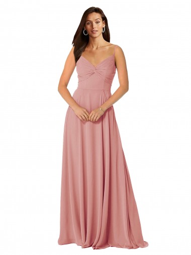 Lxue Chiffon A-Line Long Sleeveless V-Back Bliss Pink Bridesmaid Dresses Barrie