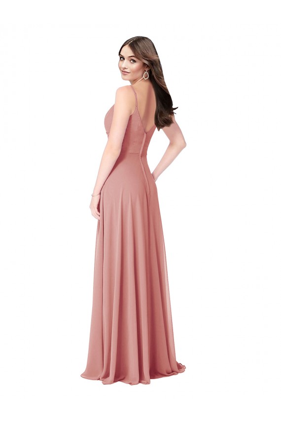 Lxue Chiffon A-Line Long Sleeveless V-Back Bliss Pink Bridesmaid Dresses Barrie