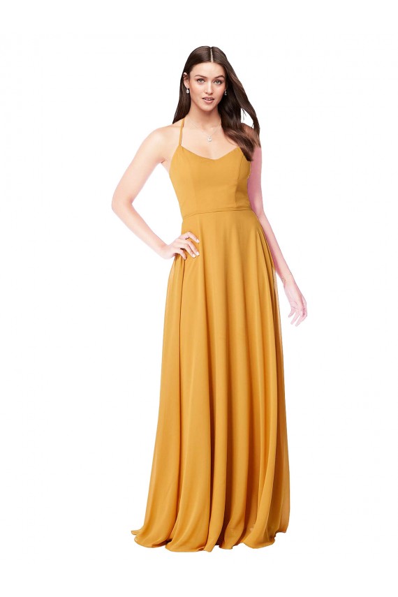 Soft Chiffon A-Line Long Sleeveless Saffron Formal Dress / Bridesmaid Dress Barrie