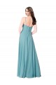 Soft Chiffon A-Line Long Sleeveless Turquoise Bridesmaid Dress Barrie