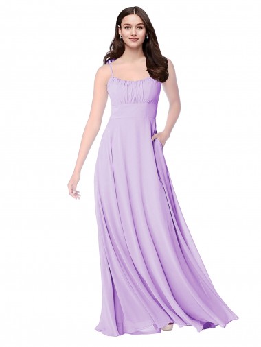 Soft Chiffon A-Line Long Sleeveless Lilac Bridal Party Dress Barrie