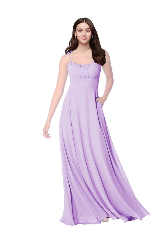 Soft Chiffon A-Line Long Sleeveless Lilac Bridal Party Dress Barrie