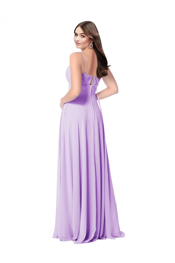 Soft Chiffon A-Line Long Sleeveless Lilac Bridal Party Dress Barrie