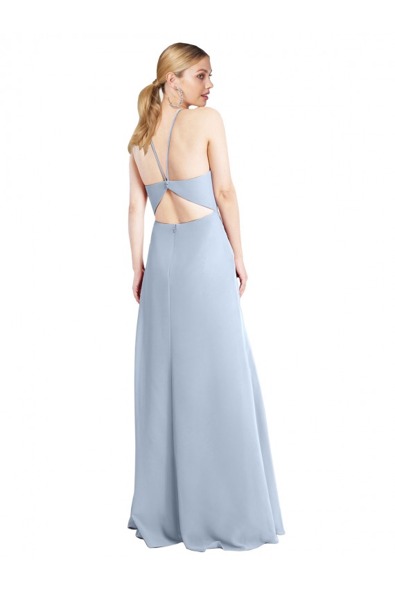 Chiffon A-Line Long Sleeveless Keyhole Back Daring Side Slit Bridesmaid Dresses Barrie