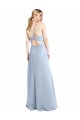 Chiffon A-Line Long Sleeveless Keyhole Back Daring Side Slit Bridesmaid Dresses Barrie