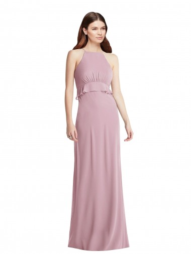 Chiffon A-Line Long Sleeveless Primrose Low Back Bridesmaid Dress / Evening Dress Barrie