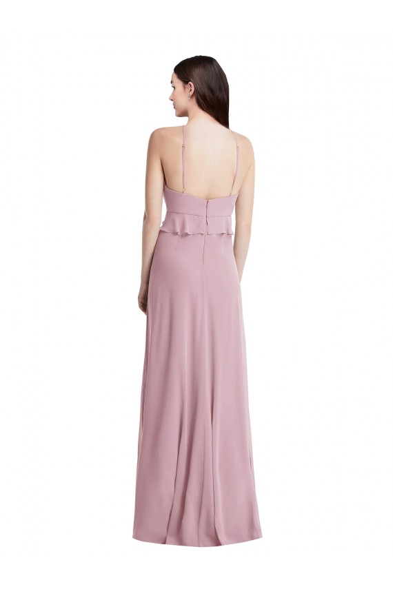 Chiffon A-Line Long Sleeveless Primrose Low Back Bridesmaid Dress / Evening Dress Barrie