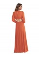 Soft Chiffon A-Line Long Long Sleeves Open Back High Low Evening Gown / Bridesmaid Dress Barrie