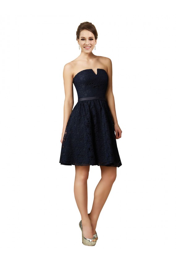Lace A-Line Sleeveless Dark Navy Bridesmaid Dress Barrie