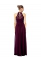 Soft Chiffon & Lace A-Line Long Sleeveless Keyhole Back Dark Navy Bridesmaid Dresses Barrie