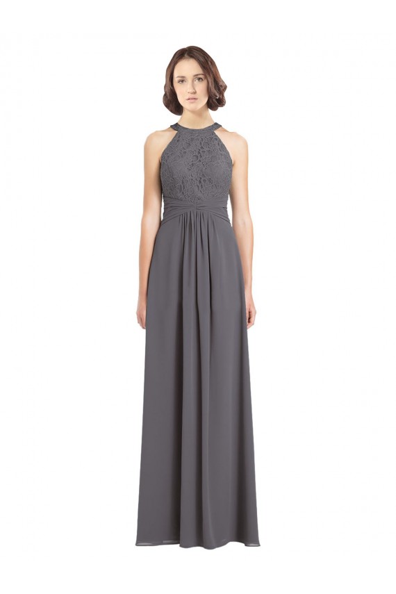 Soft Chiffon & Lace A-Line Long Sleeveless Bridesmaid Dress Barrie