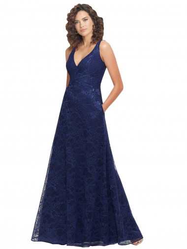 Lace A-Line Long Sleeveless Low Back Bridesmaid Dress Barrie