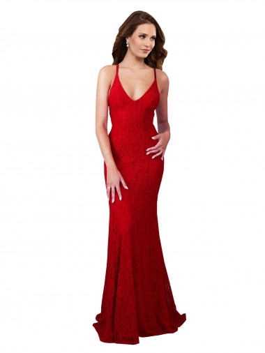 Lace Mermaid Long Sleeveless Low Back Formal Dress / Bridesmaid Dress Barrie