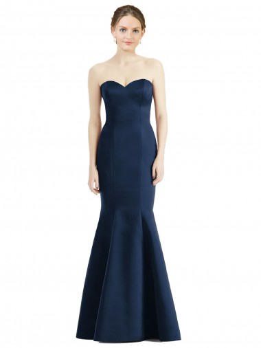Satin Mermaid Long Floor Length Sleeveless Bridesmaid Dress Barrie
