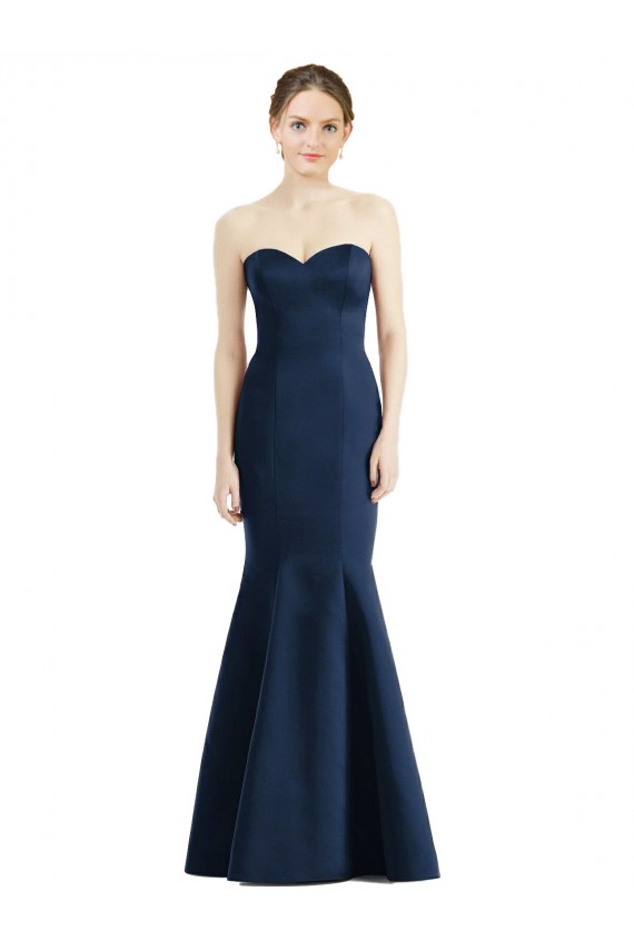 Satin Mermaid Long Floor Length Sleeveless Bridesmaid Dress Barrie