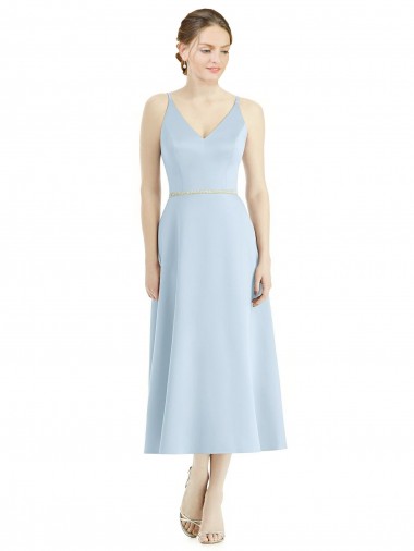 Satin A-Line Tea Length Sleeveless Bridesmaid Dress Barrie