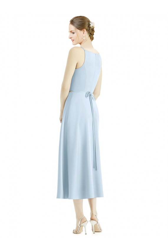 Satin A-Line Tea Length Sleeveless Bridesmaid Dress Barrie