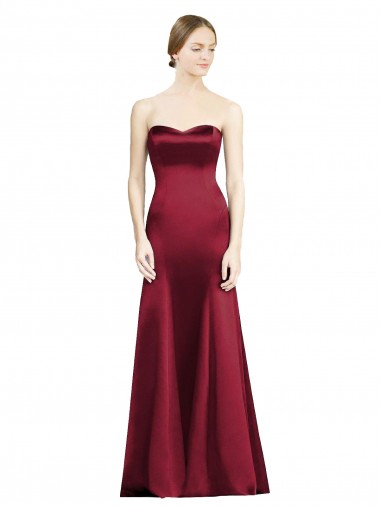 Satin Mermaid Mermaid Sleeveless Burgundy Bridesmaid Dress Barrie