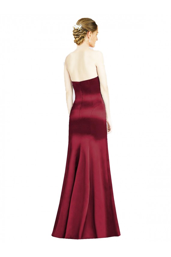 Satin Mermaid Mermaid Sleeveless Burgundy Bridesmaid Dress Barrie