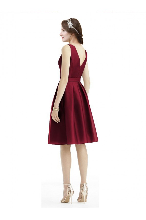 Satin A-Line Knee Length Sleeveless Burgundy Cocktail Dresses Barrie
