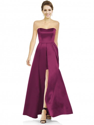 Satin A-Line Long Sleeveless Merlot Bridesmaid Dress Barrie