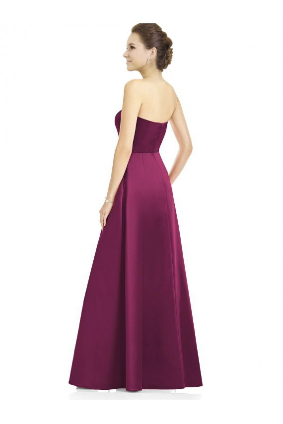 Satin A-Line Long Sleeveless Merlot Bridesmaid Dress Barrie