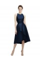 Satin A-Line Tea Length Sleeveless High Low Bridesmaid Dress Barrie