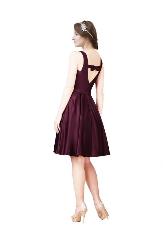 Satin A-Line Knee Length Sleeveless V-Back Prom Dress / Bridesmaid Dress Barrie