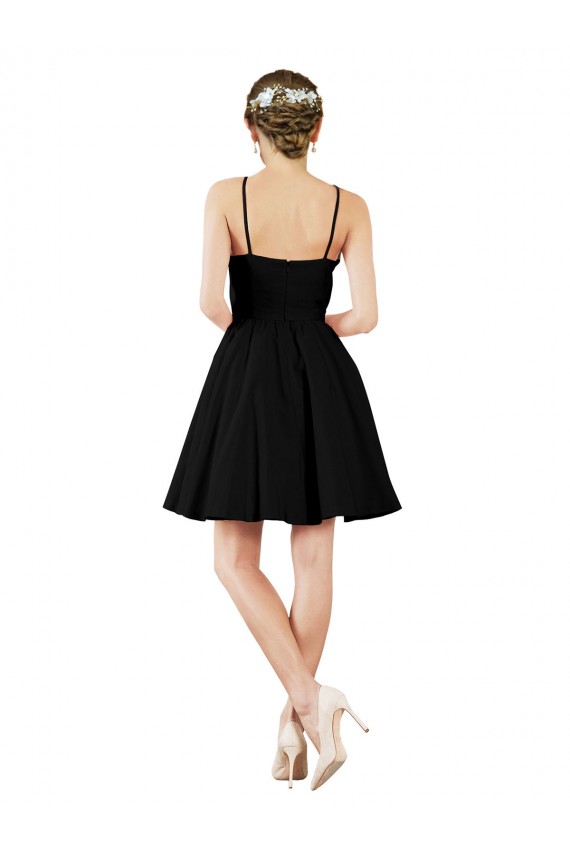 Satin A-Line Knee Length Sleeveless Open Back Bridesmaid Gown Barrie