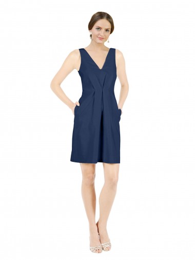 Satin A-Line Knee Length Sleeveless Open Back Evening Gown / Bridesmaid Dress Barrie