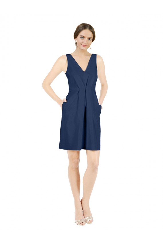 Satin A-Line Knee Length Sleeveless Open Back Evening Gown / Bridesmaid Dress Barrie