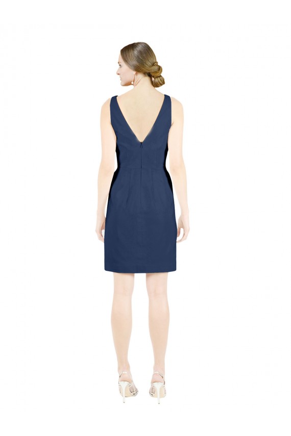 Satin A-Line Knee Length Sleeveless Open Back Evening Gown / Bridesmaid Dress Barrie