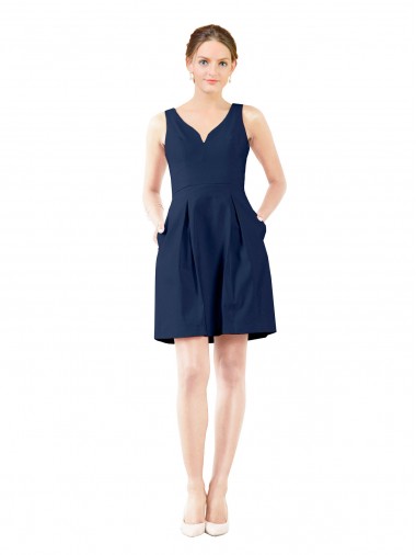 Satin A-Line Knee Length Sleeveless Bridesmaid Gown Barrie