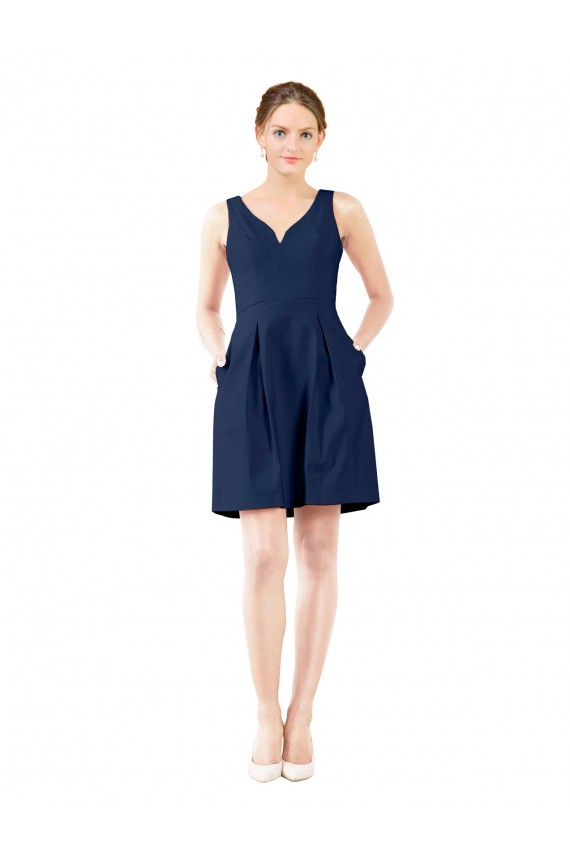 Satin A-Line Knee Length Sleeveless Bridesmaid Gown Barrie